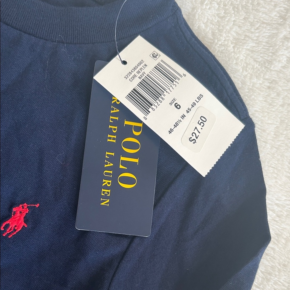 NWT Polo by Ralph Lauren Kids Dark Blue Long Sleeve Tee - Picture 2 of 5